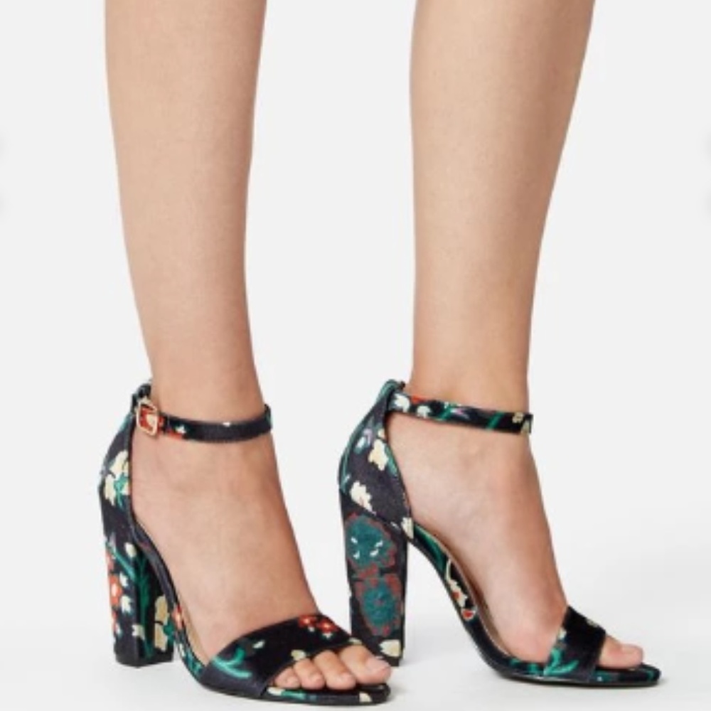 JustFab Lena Black Floral Heels